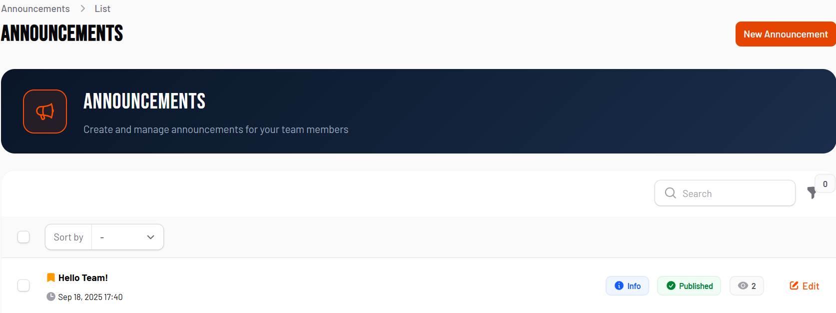 announcements in football club software